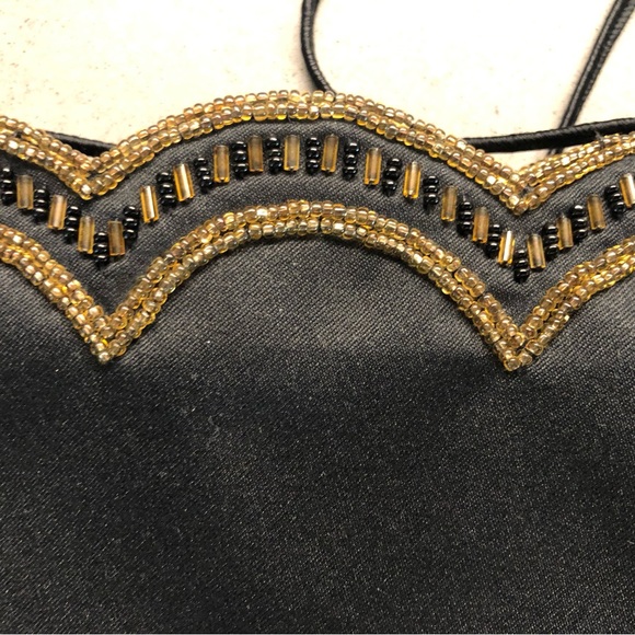 Genie Black Evening Bag with Black & Gold Scallop Beading - OS - Picture 4 of 8